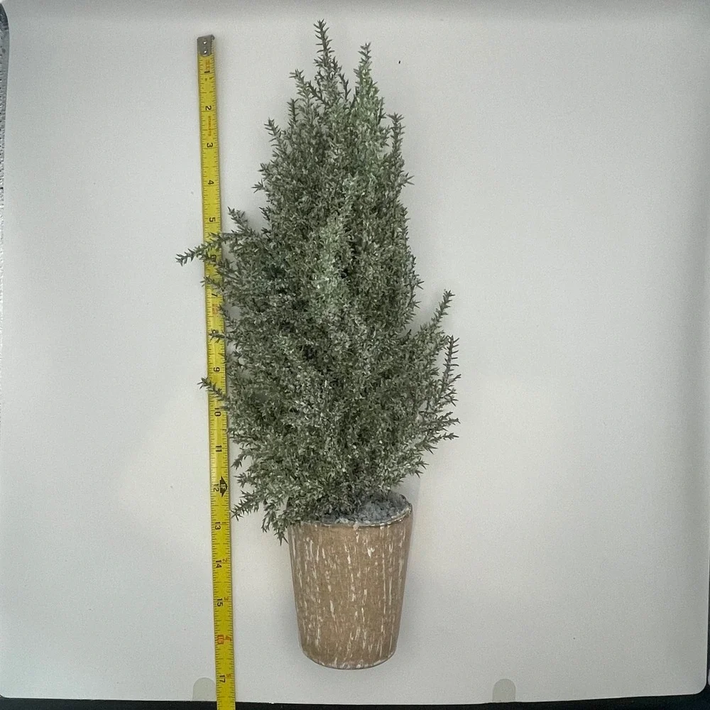 Melrose International Frosted Cedar Pine Artificial Potted Tree 17 Inch Green